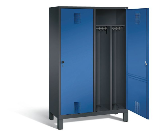 C+P zwart wit kastje Evolo, H1850xW1190xD500mm, kleur: zwart grijs / gentiaanblauw, 48210-40 S10036