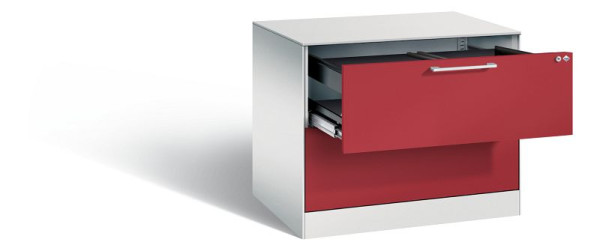 C+P hangarchiefkast Asisto, H710xB800xD600mm, kleur: lichtgrijs/robijnrood, beugelgreep, 146273-212 S10100