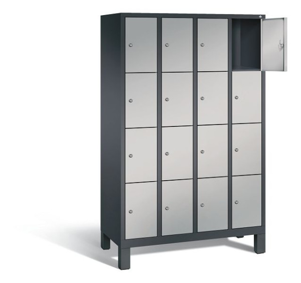 C+P lockerkast Evolo, H1850xW1190xD500mm, kleur: zwart-grijs/wit aluminium, 48010-404 S10122
