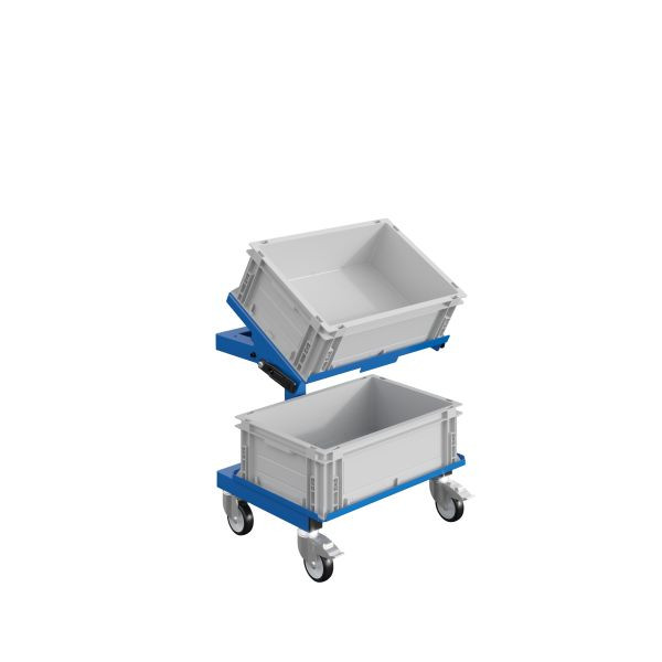 SOFAME mobiele materiaalstandaard SRI2 voor Euronorm containers B610 x D 410 x H 650-910 mm, hemelsblauw RAL 5015, W020020005BI