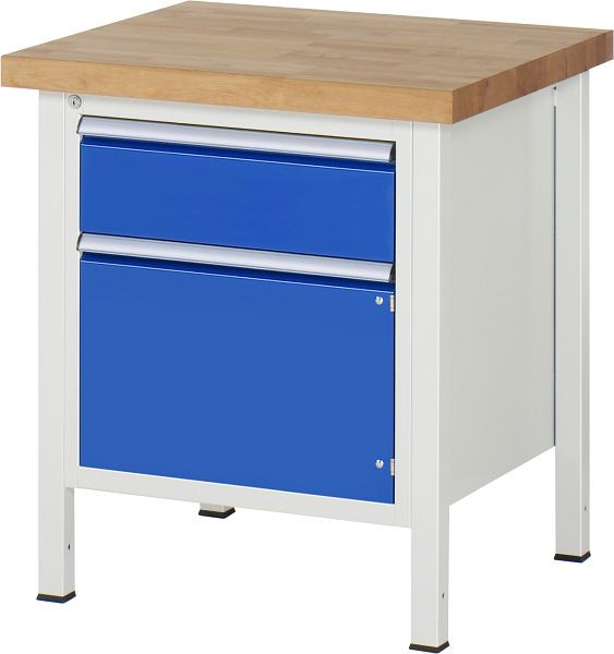RAU werkbank serie 8000 - frameconstructie (gelast frame), onderbouw container (1x lade, 1x draaideur), 750x840x700 mm, 03-8152A2-077B4S.11