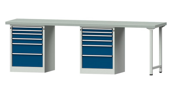 ANKE werkbanken combinatie werkbank, model 916 V, 2800 x 700 x 900 mm, RAL 7035/5010, ZBP 50 mm, 415.159