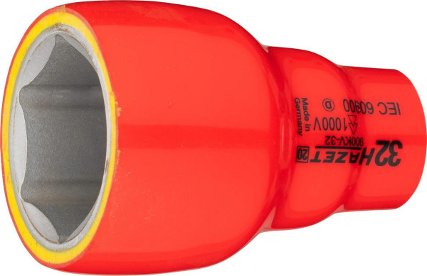 Hazet dopsleutelinzet, zeskant, dubbel geïsoleerd, hol vierkant 12,5 mm (1/2 inch), buitenzeskant trekprofiel, 32 mm, 900KV-32