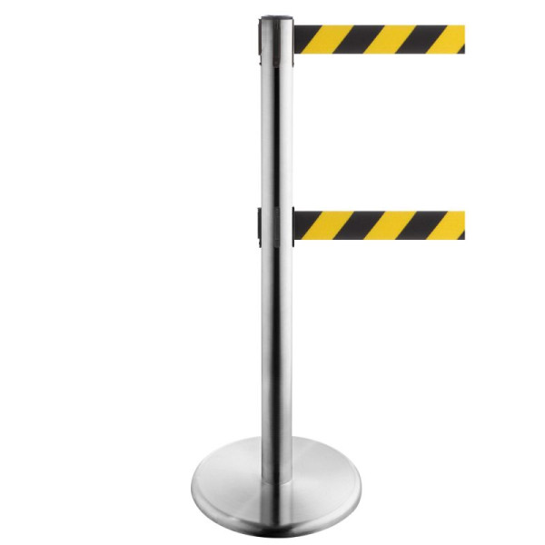 Stein HGS HGS personengeleidingssysteem -P-Line Duo-, RVS, zwart/geel diagonaal (gearceerd), met veiligheidsslot (zelfontgrendelend), bandlengte: 2 x 2,3 m, 36402-0603