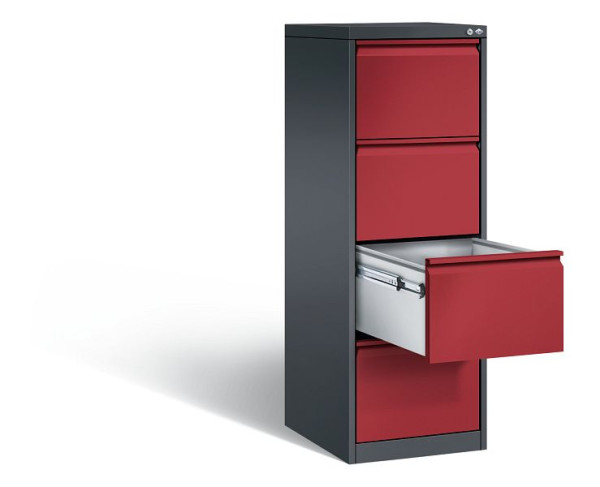 C+P hangarchiefkast Acurado, H1357xB433xD590mm, kleur: zwartgrijs/robijnrood, stuurstang, 12434-311 S10013