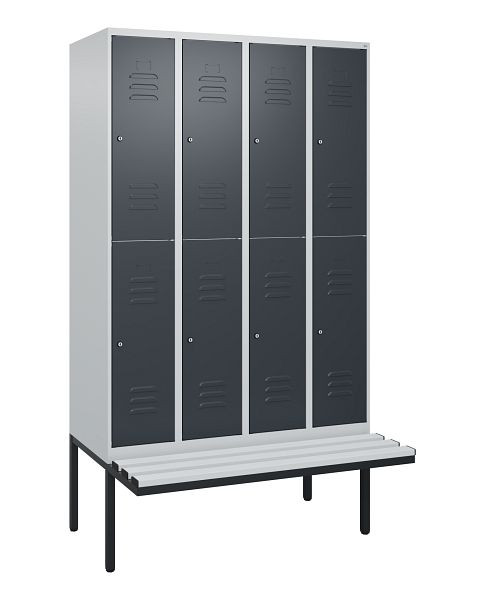 C+P dubbeldekskast Classic PLUS, 4 compartimenten, 2120x1200x815mm, 7035/7016, cilindersloten, zwevende zitting, 0803407-40 S10023