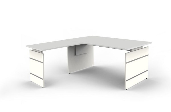 Kerkmann in hoogte verstelbaar zijbureau B 1600 x D 800 x H 680-760 mm, vorm 4, kleur: lichtgrijs, 11464611