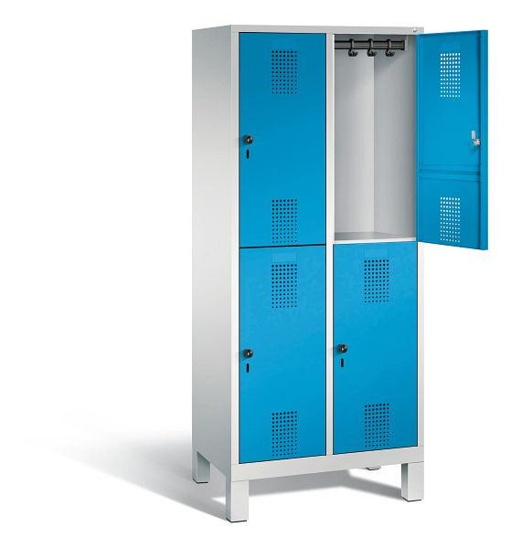 C+P locker dubbeldekker Evolo, H1850xW810xD500mm, kleur: lichtgrijs/lichtblauw, 48310-22 S10060