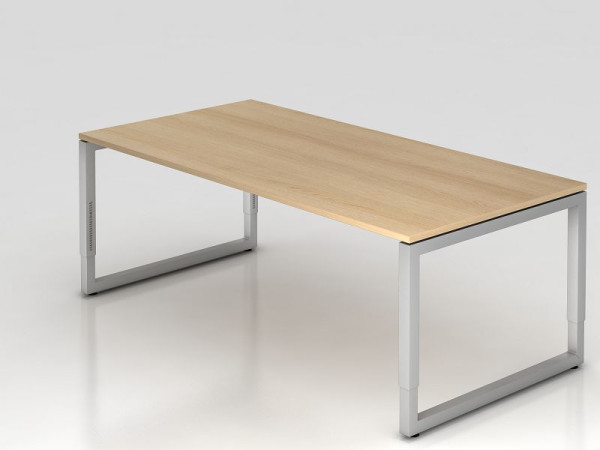 Hammerbacher bureau O-voet vierkant 200x100cm eiken, rechthoekige vorm met zwevend tafelblad, VRS2E/E/S
