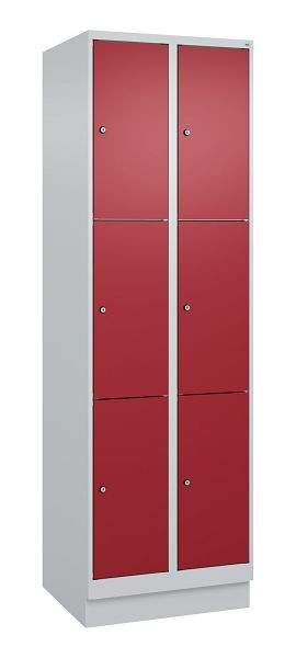C+P lockerkast Classic PLUS, onderstel, 2 vakken met elk 3 vakken, 1950x600x500mm, 7035/3003, 080020-203 S10001