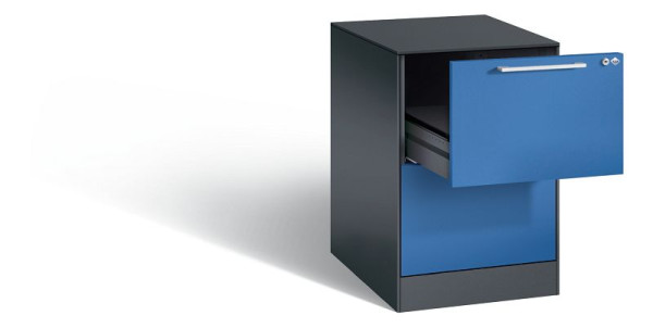 C+P archiefkast Asisto, H710xB440xD600mm, kleur: zwartgrijs / gentiaanblauw, beugelgreep, 146275-221 S10015