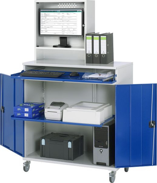RAU computerkast - model 65, B1100 x D520 x H1895 mm, monitorbehuizing B650 x D250 x H710 mm, 07-1100-M65-MG2F.11