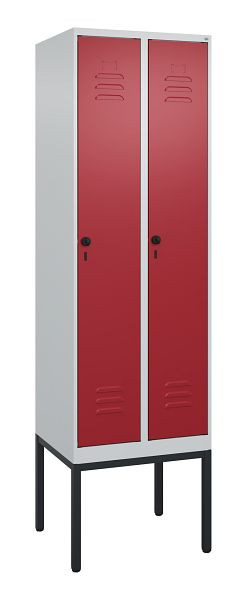C+P luierkluis Classic PLUS met middenwand, frame, 2 vakken, 2120x600x500mm, 7035/3003, veiligheidsdraaigrendel, 0800307-20F S10001