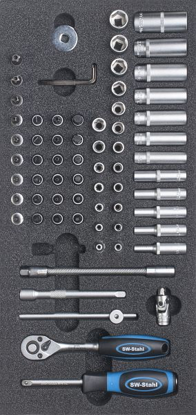 SW-Stahl werkplaatswagen serie, dopsleutel 1/4", met ratel, 66 delig, Z3013-12