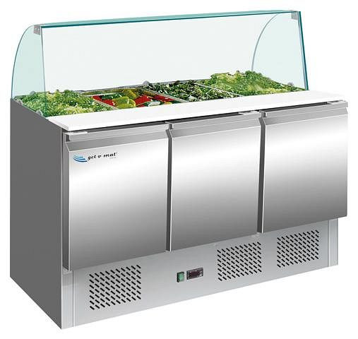 gel-o-mat Saladette, Modell S903 CG mit 3 Türen, Rundglasaufsatz, 2860