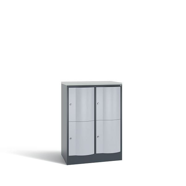 C+P Schließfachschrank Resisto,4 Fächer,H1077xB772xT540mm, Anthrazit/Weißalu/DBS Hellgrau, 8472-272 S10136