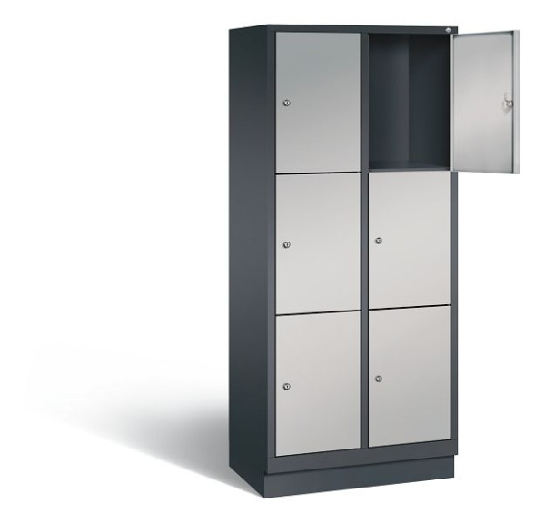C+P lockerkast Evolo, H1800xW810xD500mm, kleur: zwart-grijs/wit aluminium, 48020-223 S10191