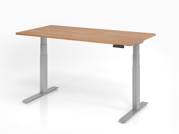 Hammerbacher bureau XDKB16, 160 x 80 cm, blad: walnoot, 25 mm dik, ABS dikke rand, rechthoekige vorm, VXDKB16/N/S