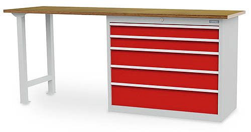 Bedrunka + Hirth serie werkbank, R 36-16, aantal lades: 5, afmetingen in mm (BxDxH): 2000 x 600 x 859, 03.098.221