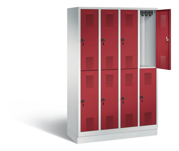 C+P locker dubbeldekker Evolo, H1800xW1190xD500mm, kleur: lichtgrijs/robijnrood, 48320-40 S10226