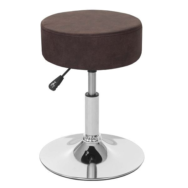 Mendler kruk HWC-C22, kruk make-up kruk, in hoogte verstelbaar Ø 35cm, imitatiesuede, vintage donkerbruin, 61187