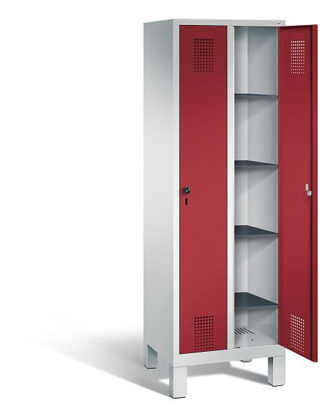 C+P washok Evolo, H1850xW610xD500mm, kleur: lichtgrijs/robijnrood, 48010-20B S10027
