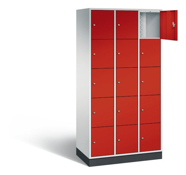 C+P lockerkast Intro, H1950xW920xD490mm, kleur: lichtgrijs / vuurrood, 8570-301 S10141