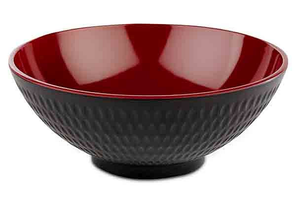APS schaal -ASIA PLUS-, Ø 20 cm, hoogte: 8 cm, 1,1 liter, melamine, binnenkant: rood, glanzend, buitenkant: zwart, mat, 15420