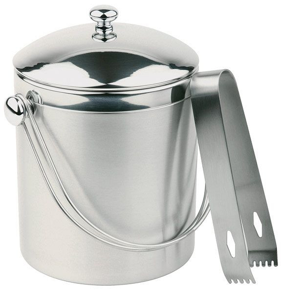 APS ijsemmerset met ijstang, Ø 12 cm, hoogte: 14 cm, 1 liter, roestvrij staal 18/8, deksel hoogglans gepolijst, container mat gepolijst, 36013
