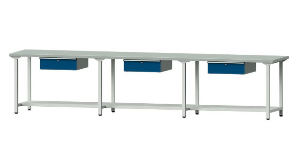 ANKE werkbanken werktafel, model 203, 4050 x 800 x 890 mm, RAL 7035/5010, ZBP 40 mm, 401.545