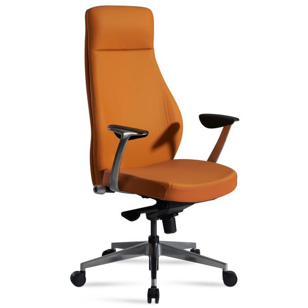 Amstyle bureaustoel met kunstleren bekleding, karamel, tot 120 kg, directiestoel, in hoogte verstelbaar, ergonomisch met armleuningen en hoge rugleuning, wipfunctie, SPM1.449