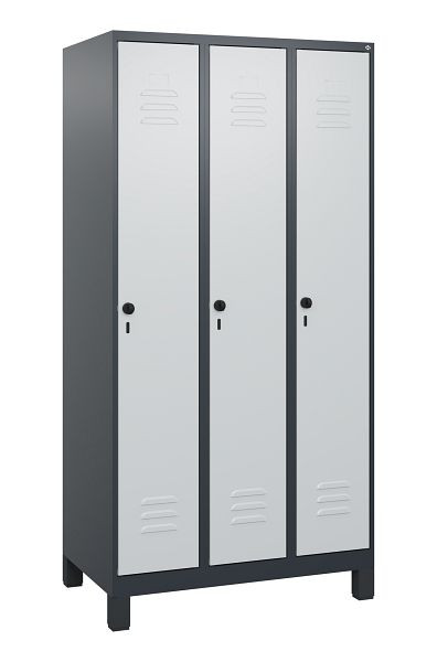 C+P luierkluis Classic PLUS met middenwand, voeten, 3 vakken, 1800x900x500mm, 7016/7035, veiligheidsdraaigrendel, 0800107-30F S10013