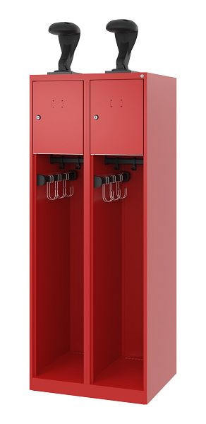 C+P brandweerkast Evolo, model YOUNGSTER, 2 compartimenten, H1530B600T500 mm, vuurrood, helmhouder, 0490015-20 S10005