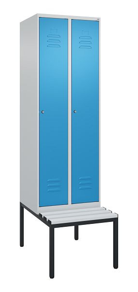 C+P luierkluis Classic PLUS met middenwand, 2 vakken, 2120x600x815mm, 7035/5012, cilindersloten, 0800507-20F S10019