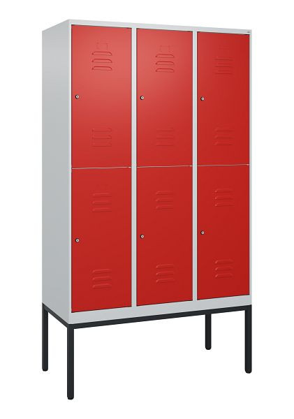 C+P dubbeldekskast Classic PLUS, frame, 3 vakken, 2120x1200x500mm, 7035/3020, cilindersloten, 0803307-32 S10017