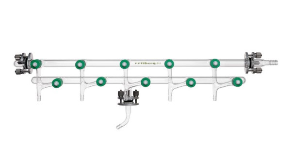 Rettberg stikstofverdeelhark met 5 tweeweg PTFE ventielen en 3 aansluitingen KF DN 16, 107000185