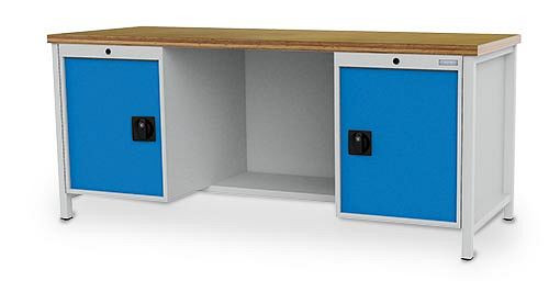 Bedrunka + Hirth box werkbank serie 2000 R18-24, lade volledig uittrekbaar 100%, 100 kg, rechts 1x deur 600 mm + 1x legplank, 2000 x 750 x 859 mm, 03.19.27V