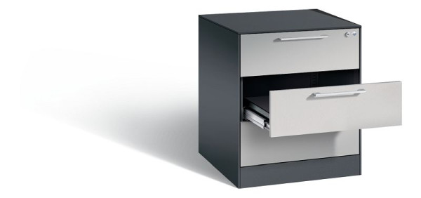 C+P archiefkast Asisto, H710xB562xD600mm, kleur: zwart grijs/wit aluminium, beugelgreep, 146274-322 S10070