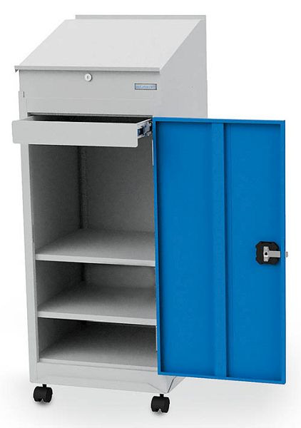 Bedrunka + Hirth dubbeldeurs kast 105, met wielbasis en blad, afmetingen in mm (BxDxH): 500 x 500 x 1315, 04.105K