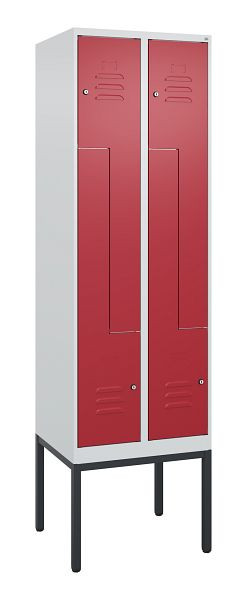 C+P Z-Spind Classic PLUS, Gestell, 4 Abteile, 2120x600x500mm, 7035/3003, Zylinderschlösser, 0800337-204 S10016
