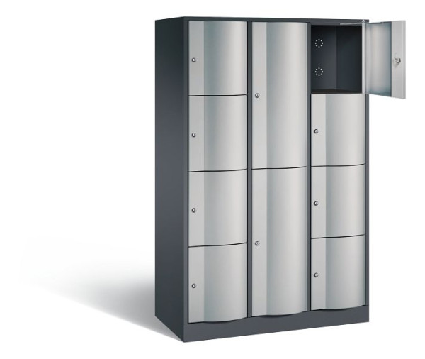 C+P combinatie lockerkast Resisto, H1950xB1148xD540mm, kleur: zwart-grijs/wit aluminium, 8070-3723 S10008