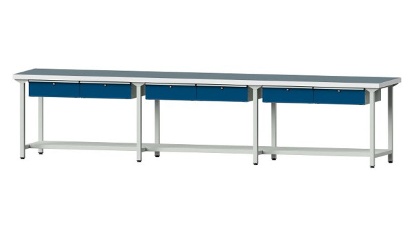 ANKE werkbanken werktafel, model 205, 4050 x 800 x 900 mm, RAL 7035/5010, UBP 50 mm, 401.559