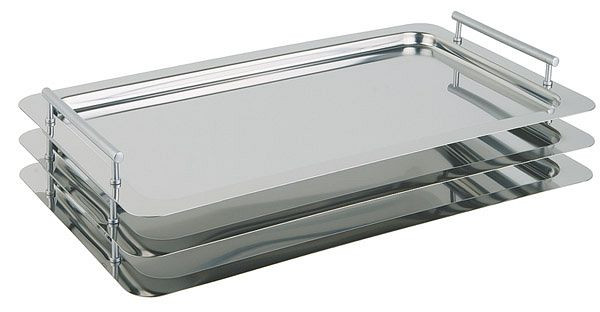 APS GN 1/1 systeembak, 53 x 32,5 cm, bruikbare hoogte 3,5 cm, RVS 18/10, stevig vastgeschroefde handgrepen, inclusief afstandhouders, 11295