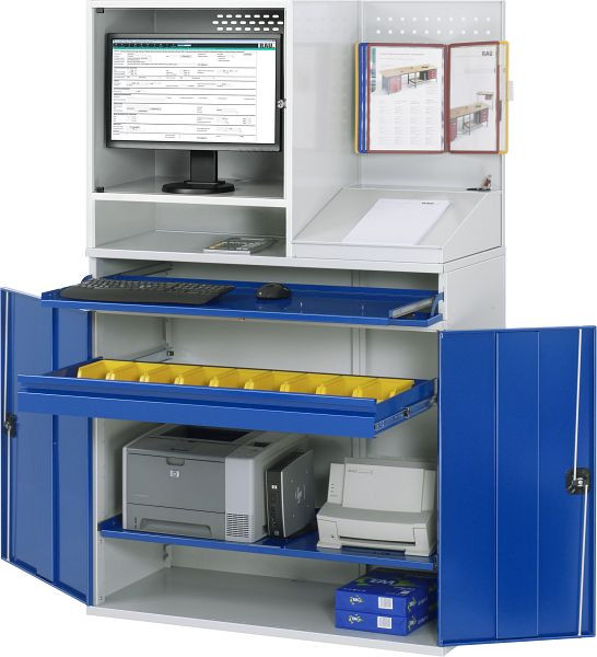 RAU computerkast - model 69, B1100 x D520 x H1770 mm, monitorbehuizing B650 x D520 x H710 mm, 07-1100-M69-MG5.11