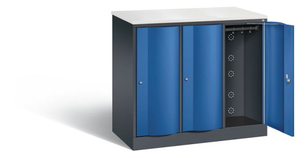 C+P garderobekast Resisto, H1077xB1148xD540mm, kleur: zwartgrijs / gentiaanblauw, 8271-372 S10060