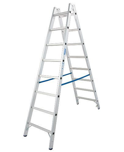 Krause sporten dubbele ladder, aluminium, 2 x 8 sporten, 257475