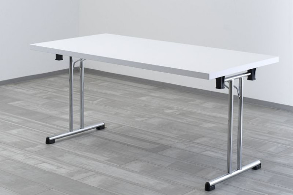 Hammerbacher klaptafel 160x80 cm wit/chroom frame, rechthoekige vorm, VKL16/W/C