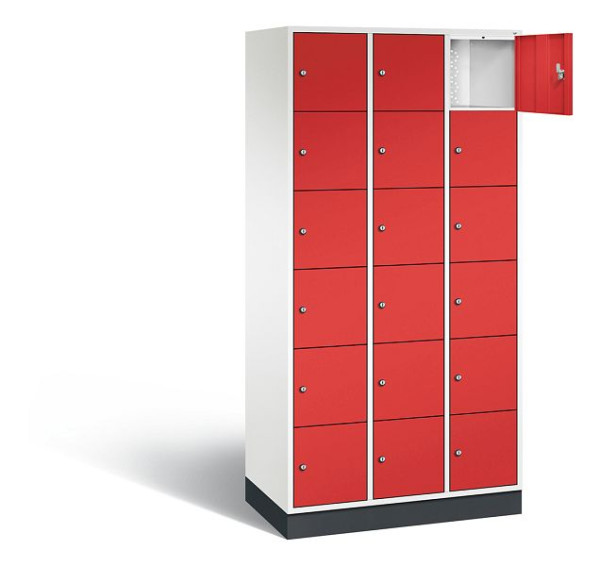 C+P lockerkast Intro, H1950xW920xD490mm, kleur: verkeerswit / vuurrood, 8670-301 S10117