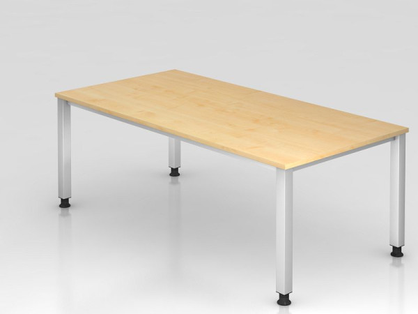 Hammerbacher bureau 4-poots vierkant 200x100cm esdoorn, rechthoekige vorm, VQS2E/3/S