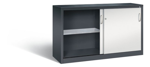C+P schuifdeurkast Acurado, H1000xB1600xD500mm, kleur: zwartgrijs/lichtgrijs, 2156-092 S10009